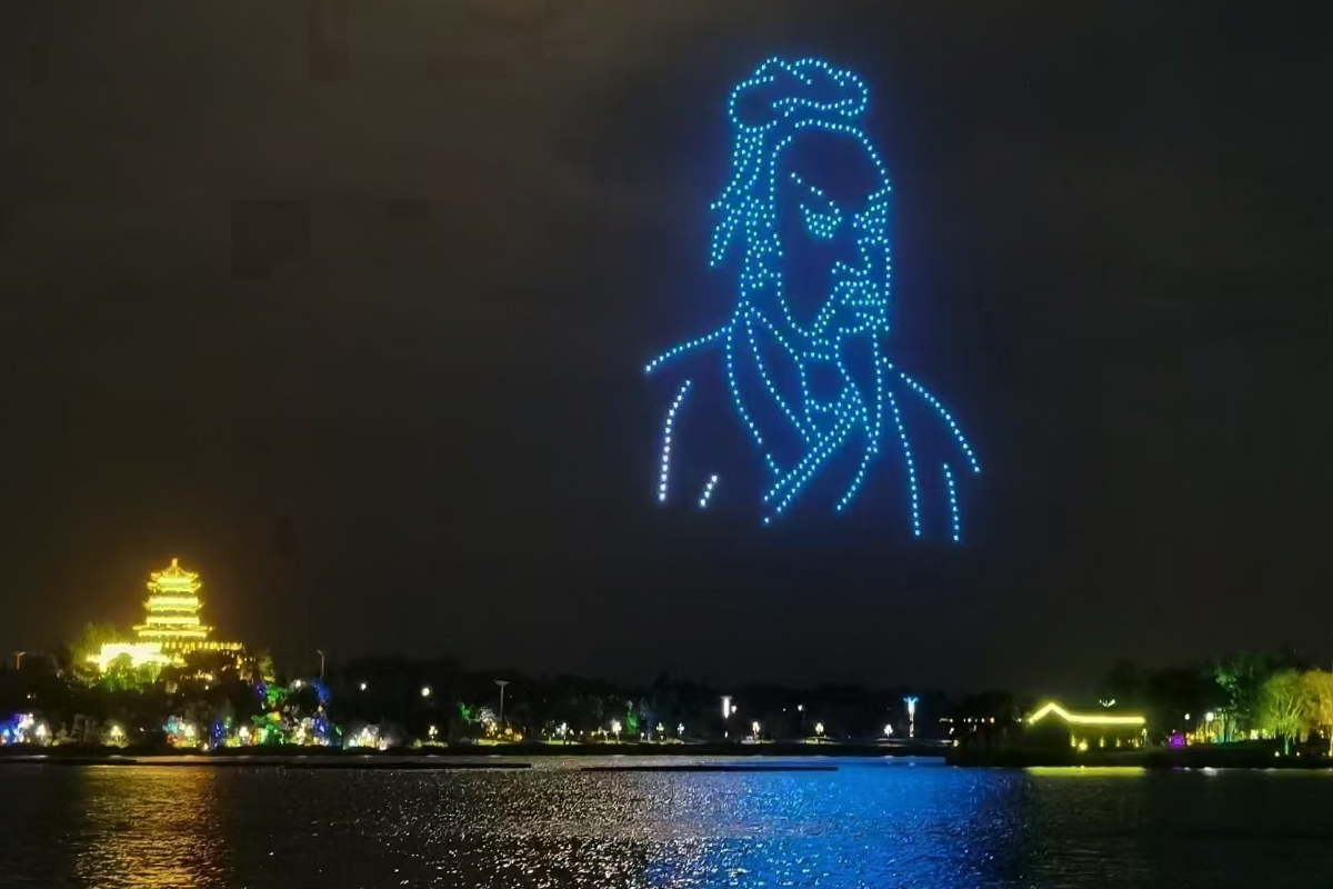 東營清風湖無人機表演